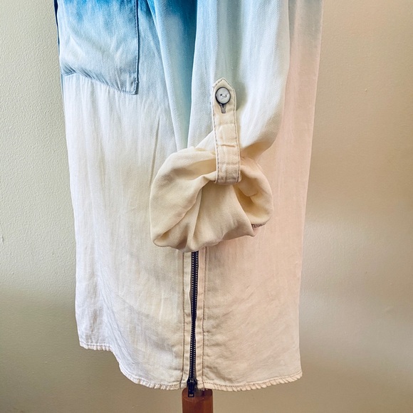 BKE red Blue Off White Dip Dye Button Up Zip Side - Picture 5 of 12